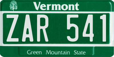 VT license plate ZAR541