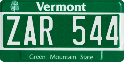VT license plate ZAR544