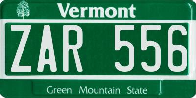 VT license plate ZAR556