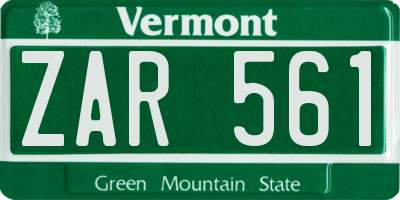 VT license plate ZAR561