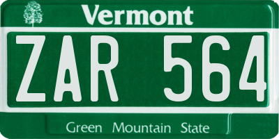 VT license plate ZAR564