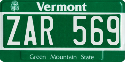 VT license plate ZAR569