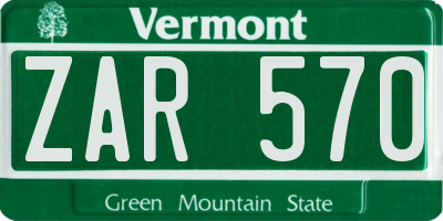 VT license plate ZAR570