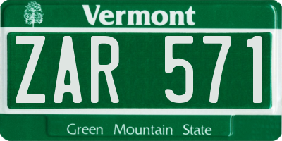 VT license plate ZAR571