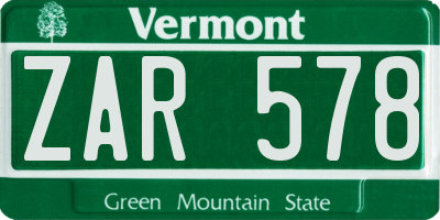 VT license plate ZAR578