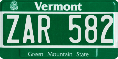 VT license plate ZAR582
