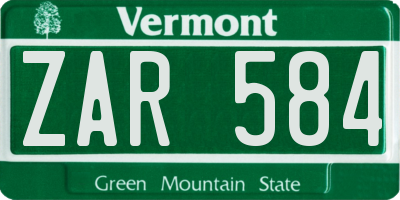 VT license plate ZAR584