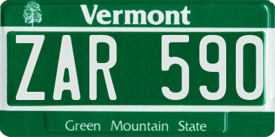 VT license plate ZAR590