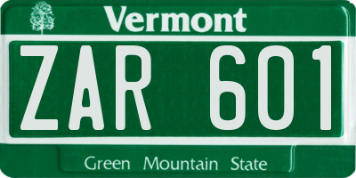 VT license plate ZAR601