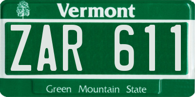 VT license plate ZAR611