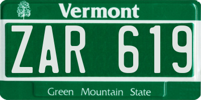 VT license plate ZAR619