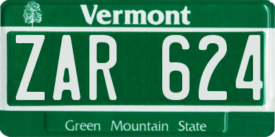 VT license plate ZAR624