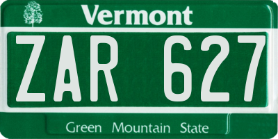 VT license plate ZAR627