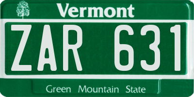 VT license plate ZAR631