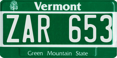 VT license plate ZAR653