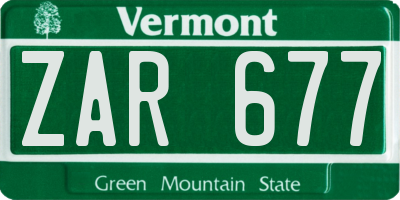 VT license plate ZAR677