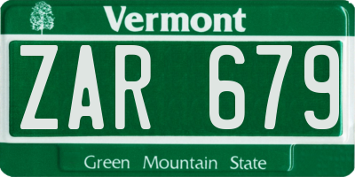 VT license plate ZAR679