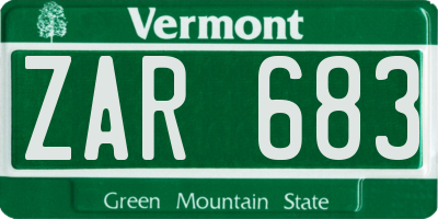 VT license plate ZAR683