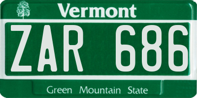 VT license plate ZAR686