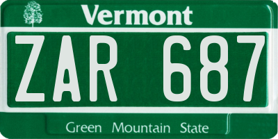 VT license plate ZAR687