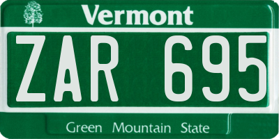 VT license plate ZAR695