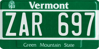 VT license plate ZAR697