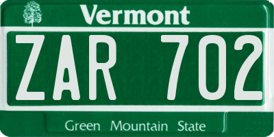 VT license plate ZAR702