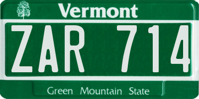 VT license plate ZAR714