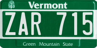VT license plate ZAR715