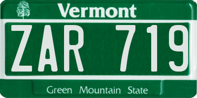 VT license plate ZAR719