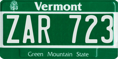 VT license plate ZAR723
