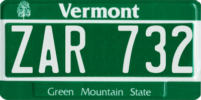 VT license plate ZAR732