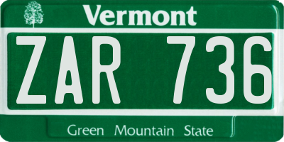 VT license plate ZAR736