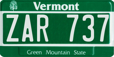 VT license plate ZAR737