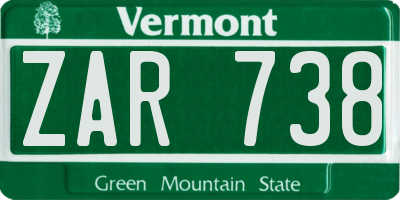 VT license plate ZAR738