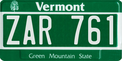 VT license plate ZAR761