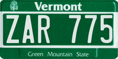 VT license plate ZAR775