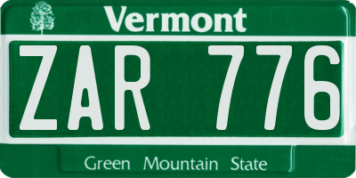 VT license plate ZAR776