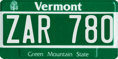 VT license plate ZAR780