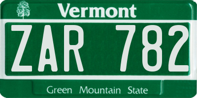 VT license plate ZAR782