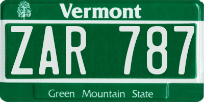 VT license plate ZAR787