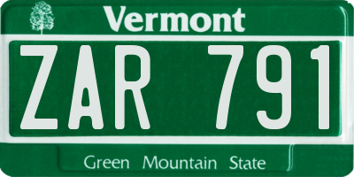 VT license plate ZAR791