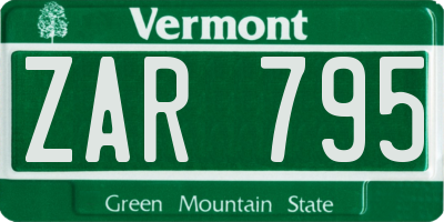 VT license plate ZAR795