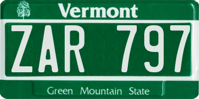 VT license plate ZAR797