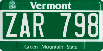 VT license plate ZAR798