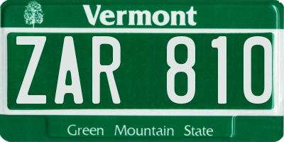 VT license plate ZAR810
