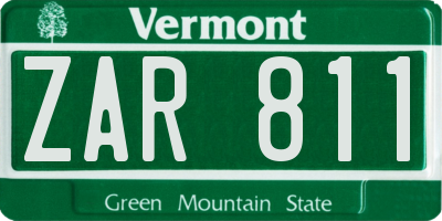 VT license plate ZAR811
