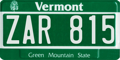 VT license plate ZAR815