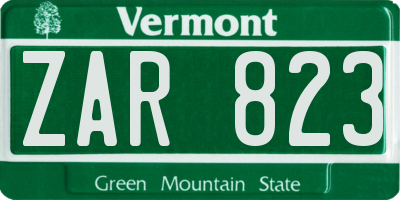 VT license plate ZAR823