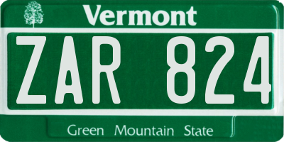 VT license plate ZAR824